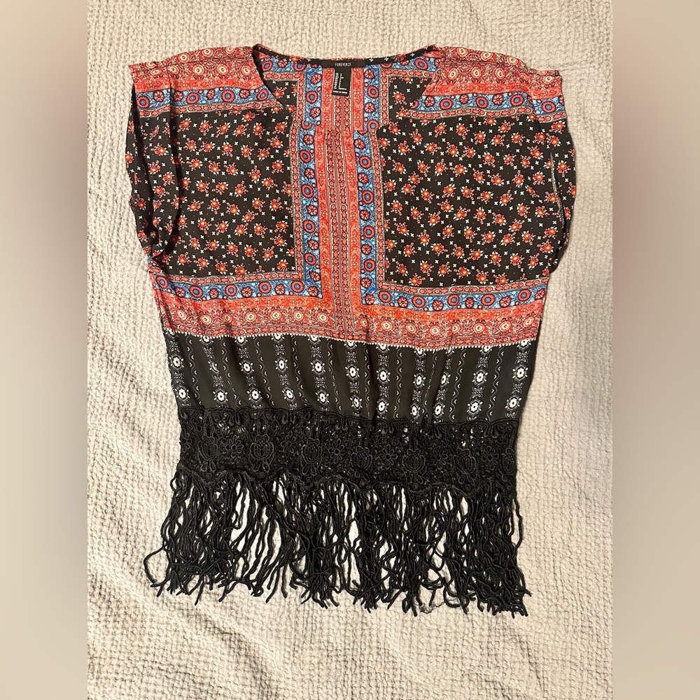 Forever 21 Top Black Red Size S